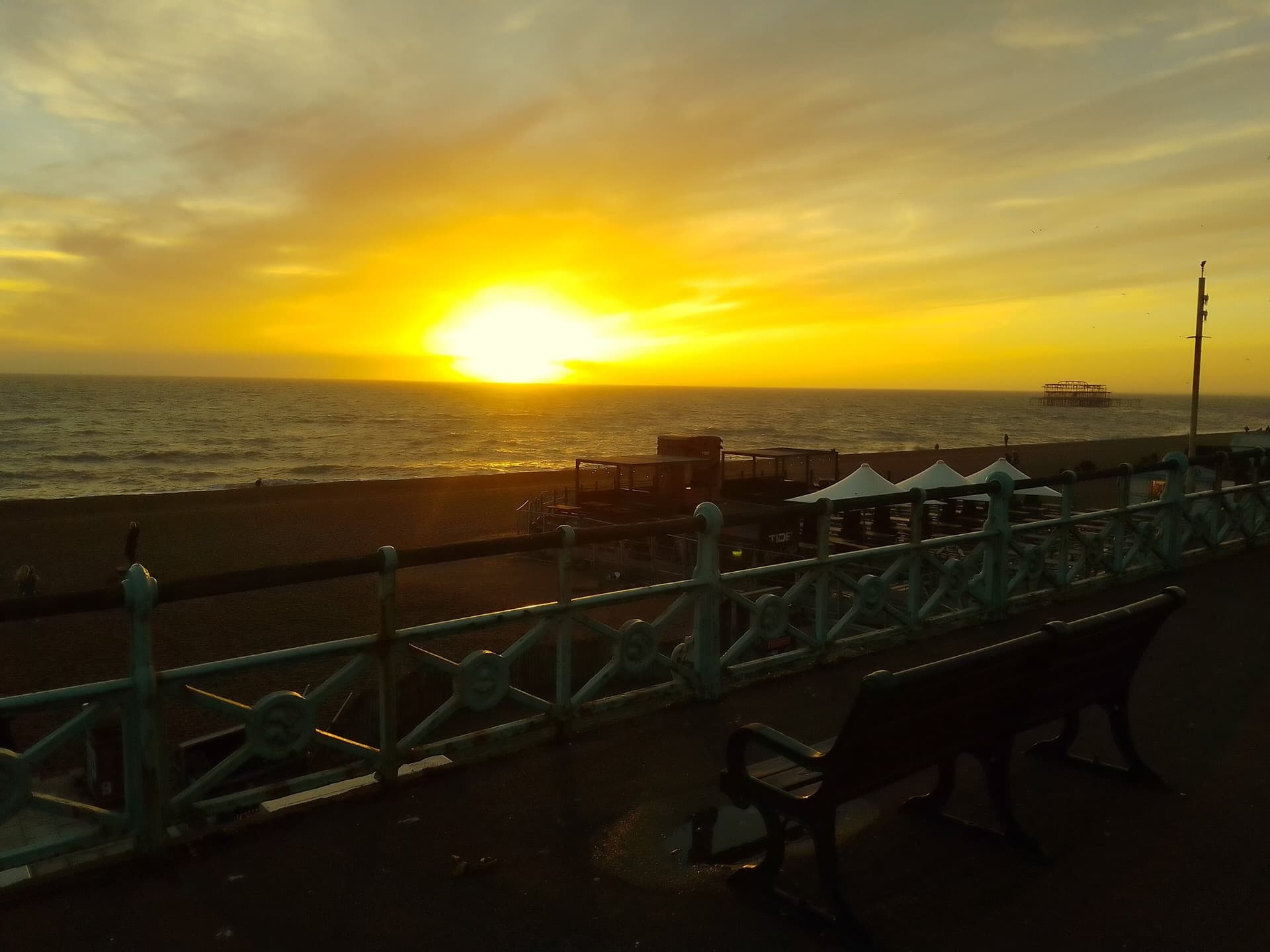 Brighton, sunset over the West Pier ruins - geograph.org.uk - 8203404